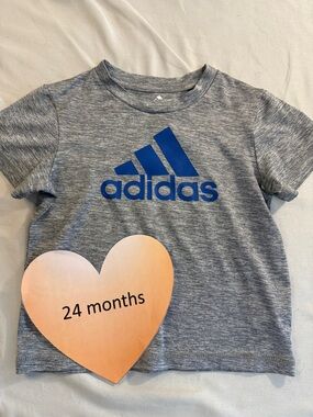 Adidas Kids - LIKE NEW Heather Grey Tee with Blue Logo